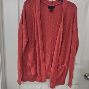 Tahari Women's Open Front Cardigan in Coral